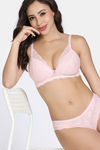 Zivame Forever Yours Padded Non Wired 3/4th Coverage Lace Bra - Rose Quartz — thumbnail 1